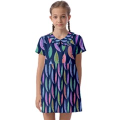 Colorful Feathers Kids  Asymmetric Collar Dress by SychEva
