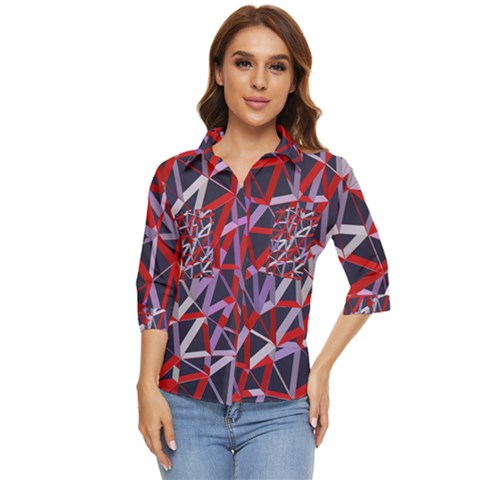 3d Lovely Geo Lines Vii Women s Quarter Sleeve Pocket Shirt by Uniqued