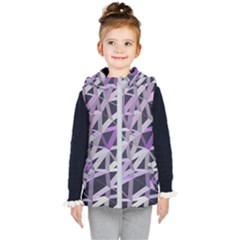 3d Lovely Geo Lines  Iv Kids  Hooded Puffer Vest by Uniqued