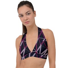 3d Lovely Geo Lines Iii Halter Plunge Bikini Top