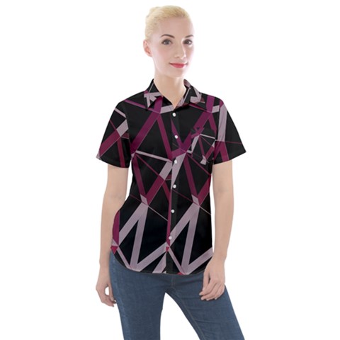 3d Lovely Geo Lines Iii Women s Short Sleeve Pocket Shirt by Uniqued