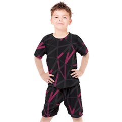 3d Lovely Geo Lines Viii Kids  Tee And Shorts Set
