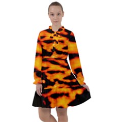 Orange Waves Abstract Series No2 All Frills Chiffon Dress by DimitriosArt