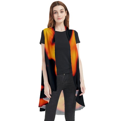 Orange Waves Abstract Series No2 Sleeveless Chiffon Waistcoat Shirt by DimitriosArt