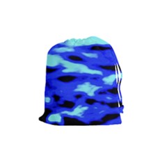 Blue Waves Abstract Series No11 Drawstring Pouch (medium) by DimitriosArt
