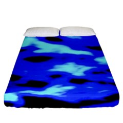 Blue Waves Abstract Series No11 Fitted Sheet (california King Size) by DimitriosArt