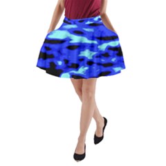 Blue Waves Abstract Series No11 A-line Pocket Skirt by DimitriosArt