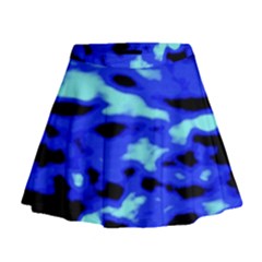 Blue Waves Abstract Series No11 Mini Flare Skirt by DimitriosArt