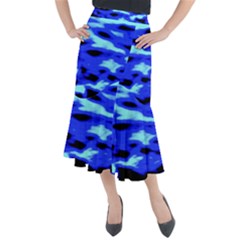 Blue Waves Abstract Series No11 Midi Mermaid Skirt by DimitriosArt