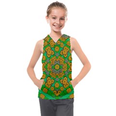 Stars Of Decorative Colorful And Peaceful  Flowers Kids  Sleeveless Hoodie by pepitasart