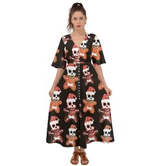 Zanoskull - Gingerbread Mon Kimono Sleeve Boho Dress by Roxzanoart