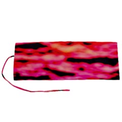 Red  Waves Abstract Series No15 Roll Up Canvas Pencil Holder (s) by DimitriosArt