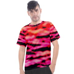 Red  Waves Abstract Series No15 Men s Sport Top by DimitriosArt