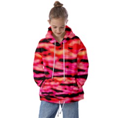 Red  Waves Abstract Series No15 Kids  Oversized Hoodie by DimitriosArt