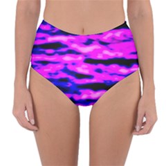 Purple  Waves Abstract Series No6 Reversible High-waist Bikini Bottoms by DimitriosArt