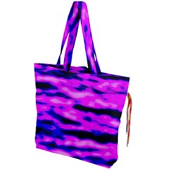 Purple  Waves Abstract Series No6 Drawstring Tote Bag by DimitriosArt