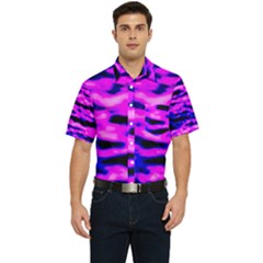 Purple  Waves Abstract Series No6 Men s Short Sleeve Pocket Shirt  by DimitriosArt