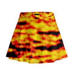 Red  Waves Abstract Series No16 Mini Flare Skirt by DimitriosArt