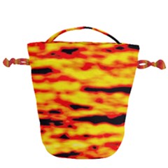 Red  Waves Abstract Series No16 Drawstring Bucket Bag by DimitriosArt