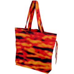 Red  Waves Abstract Series No17 Drawstring Tote Bag by DimitriosArt