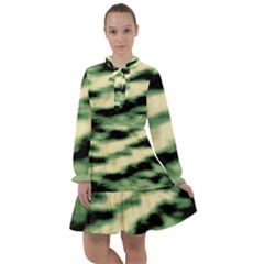 Green  Waves Abstract Series No14 All Frills Chiffon Dress by DimitriosArt