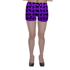 Weaved Bubbles At Strings, Purple, Violet Color Skinny Shorts