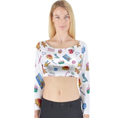 New Year Elements Long Sleeve Crop Top by SychEva