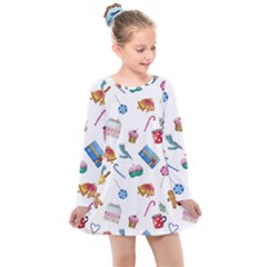 New Year Elements Kids  Long Sleeve Dress by SychEva
