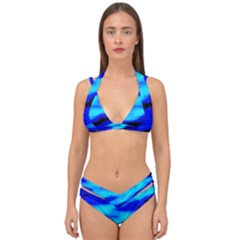 Blue Waves Abstract Series No13 Double Strap Halter Bikini Set by DimitriosArt