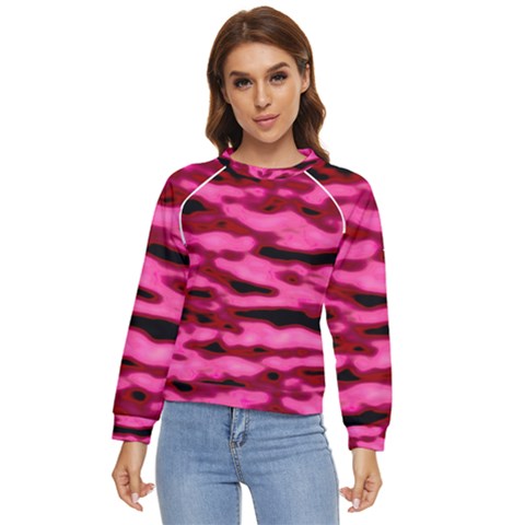 Rose  Waves Abstract Series No2 Women s Long Sleeve Raglan Tee by DimitriosArt