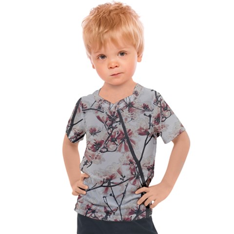 Botanical Scene Textured Beauty Print Kids  Sports Tee by dflcprintsclothing