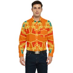 Abstract Pattern Geometric Backgrounds   Men s Long Sleeve Pocket Shirt  by Eskimos