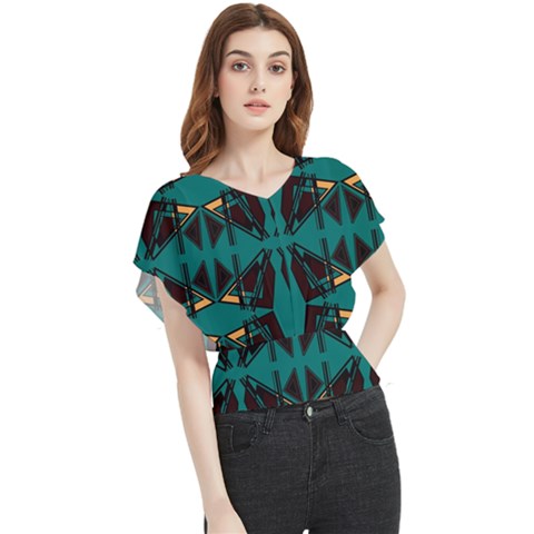 Abstract Geometric Design    Butterfly Chiffon Blouse by Eskimos