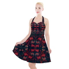 Floral Pattern Paisley Style Paisley Print   Halter Party Swing Dress  by Eskimos