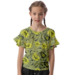 Floral Pattern Paisley Style Paisley Print   Kids  Cut Out Flutter Sleeves by Eskimos