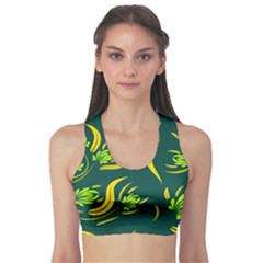 Folk Flowers Print Floral Pattern Ethnic Art Sports Bra by Eskimos