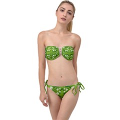 Floral Folk Damask Pattern  Twist Bandeau Bikini Set by Eskimos