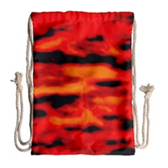 Red  Waves Abstract Series No16 Drawstring Bag (large) by DimitriosArt