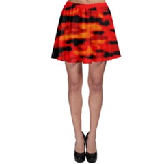 Red  Waves Abstract Series No16 Skater Skirt by DimitriosArt