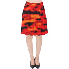 Red  Waves Abstract Series No16 Velvet High Waist Skirt by DimitriosArt