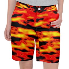 Red  Waves Abstract Series No17 Pocket Shorts by DimitriosArt