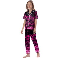 Rose Waves Flow Series 1 Kids  Satin Short Sleeve Pajamas Set by DimitriosArt