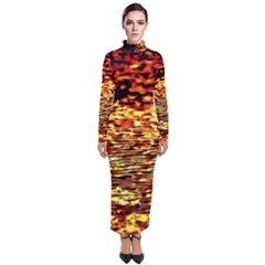 Yellow Waves Flow Series 1 Turtleneck Maxi Dress by DimitriosArt