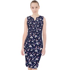 Blue Flower Midi Bodycon Dress by flowerland