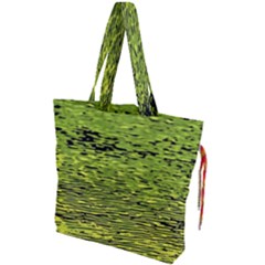 Green Waves Flow Series 1 Drawstring Tote Bag by DimitriosArt