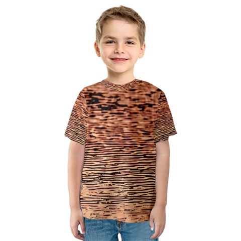 Orange  Waves Flow Series 1 Kids  Sport Mesh Tee by DimitriosArt