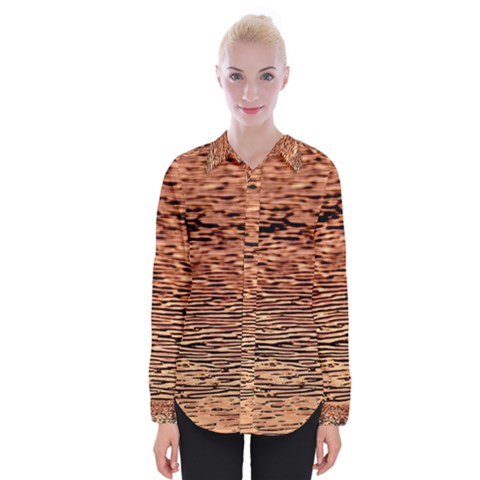 Orange  Waves Flow Series 1 Womens Long Sleeve Shirt by DimitriosArt