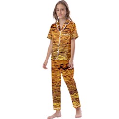 Gold Waves Flow Series 1 Kids  Satin Short Sleeve Pajamas Set by DimitriosArt