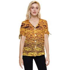 Gold Waves Flow Series 1 Bow Sleeve Button Up Top by DimitriosArt