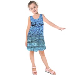 Blue Waves Flow Series 2 Kids  Sleeveless Dress by DimitriosArt